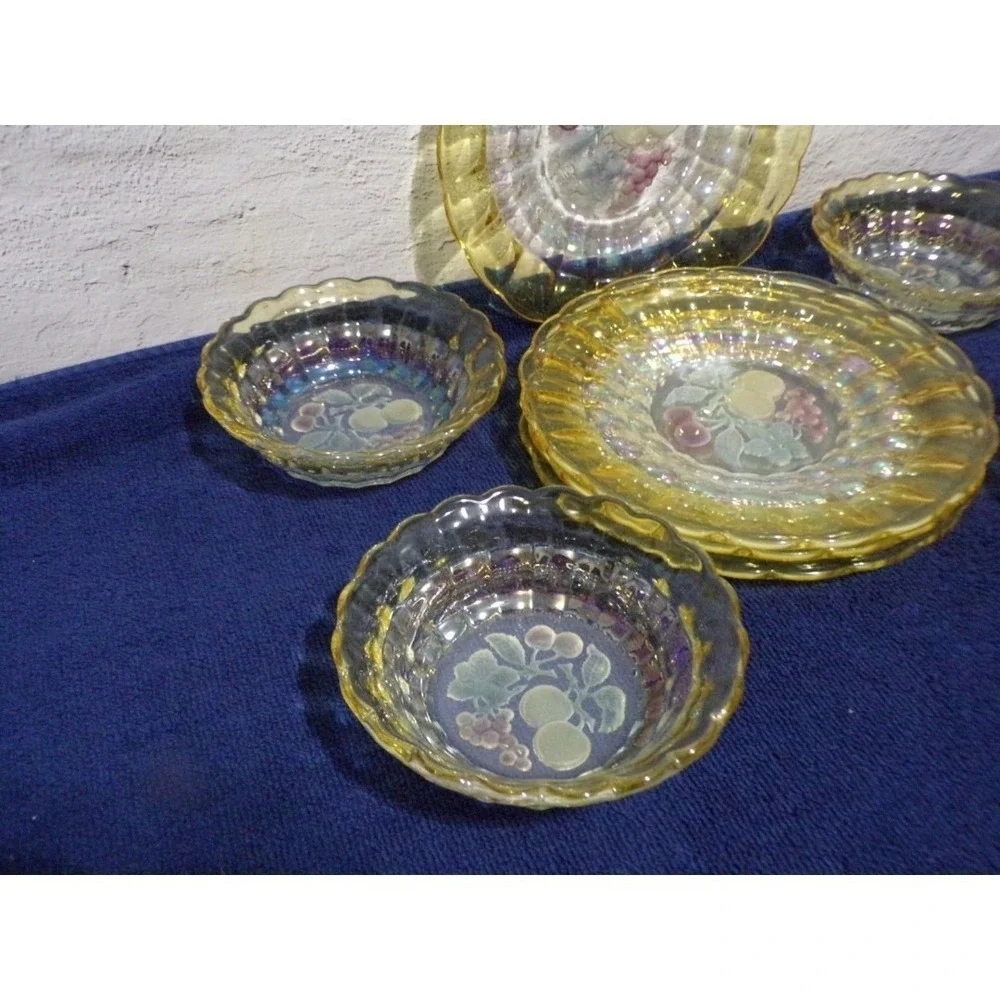 Della Robbia Yellow & Clear 4 Lunch Plates & 4‎ Dessert Bowls